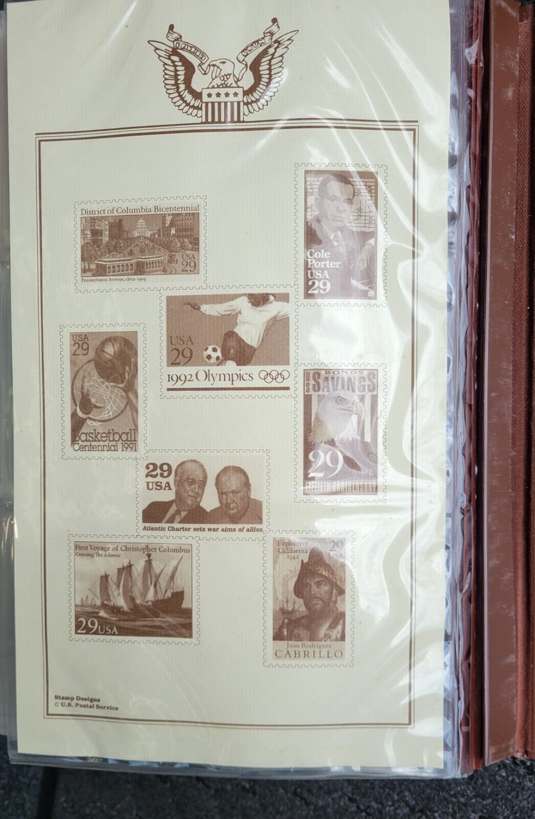 Golden Replicas of United States Stamps Album 22k Gold In Booklet 47pc.