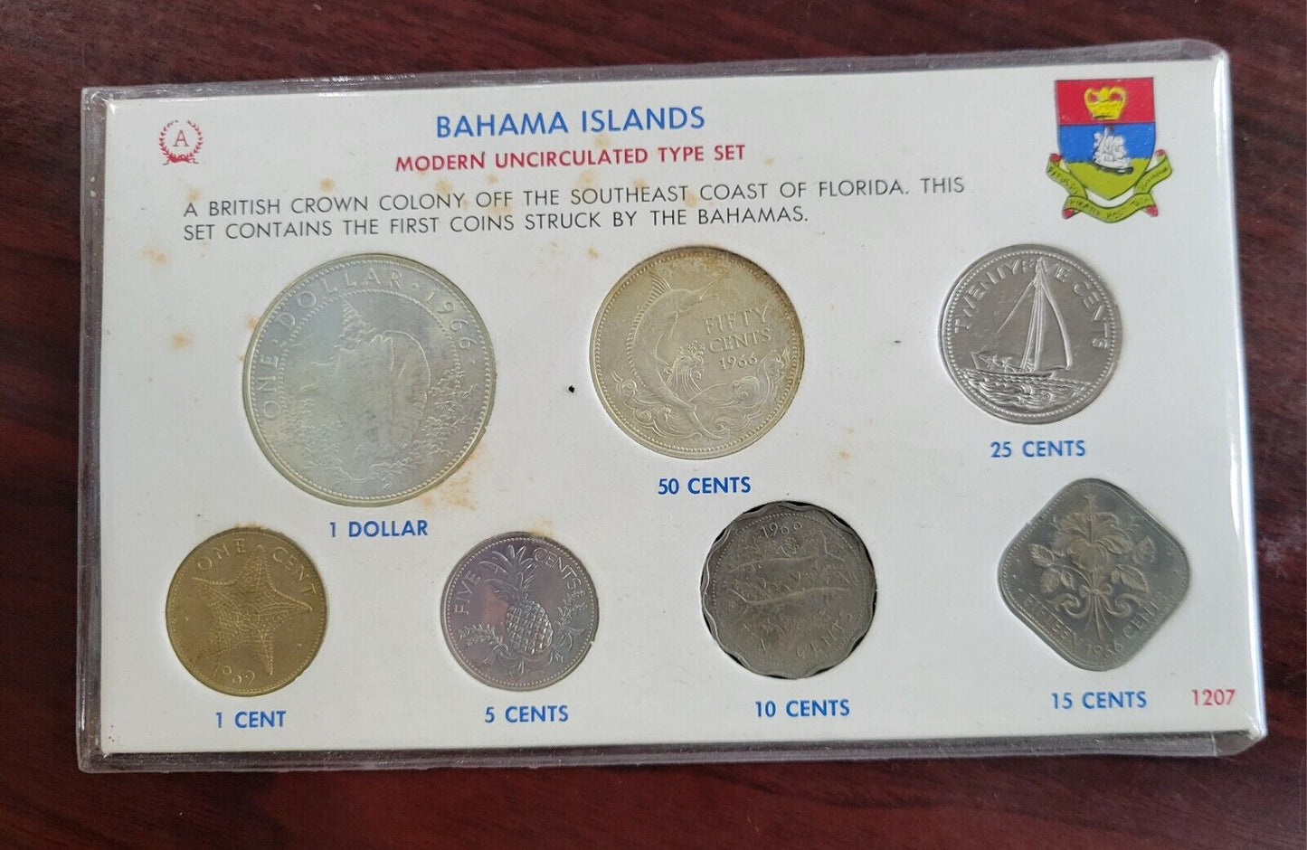 Bahamas 7 Coin Mint Set in Original Packaging Type Set 1966, 1969, 1976, 1978