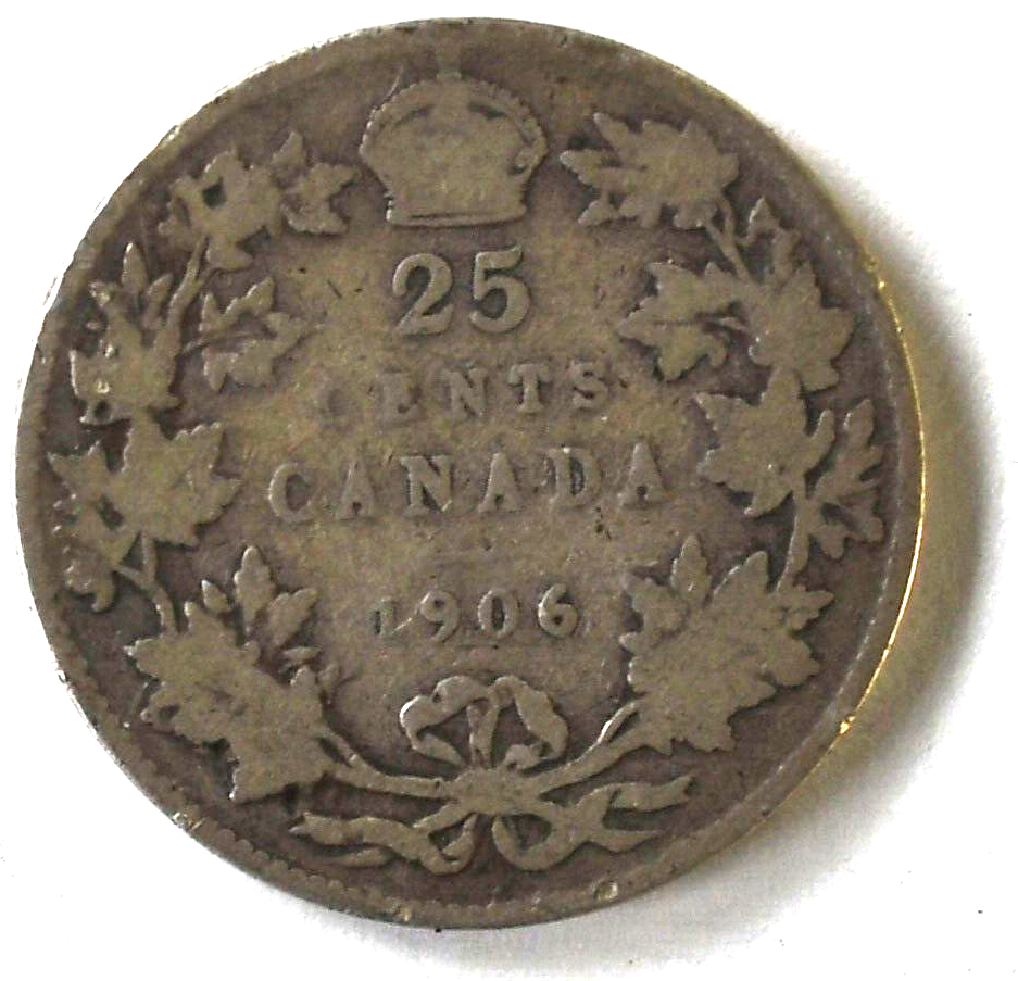 1906 25c Canada Silver Quarter Dollar KM#11