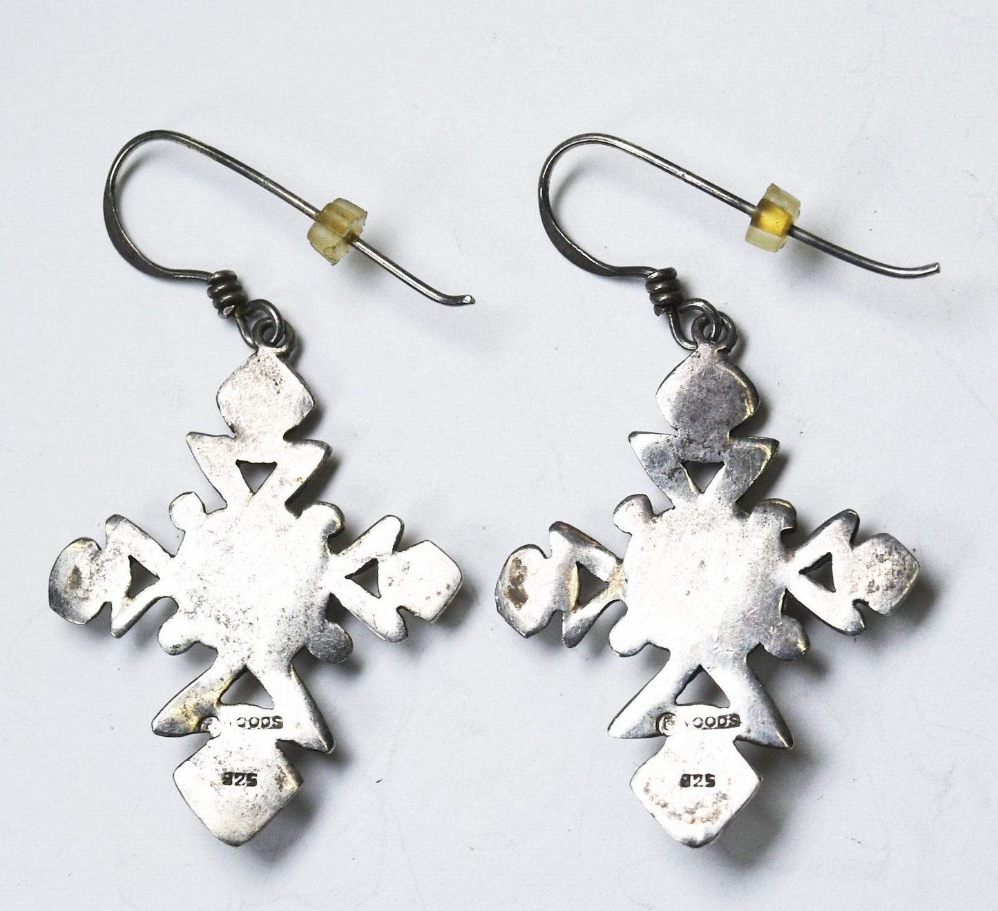 Sterling Silver Woods Turquoise Snowflake Cross Earrings 49mm x 28mm