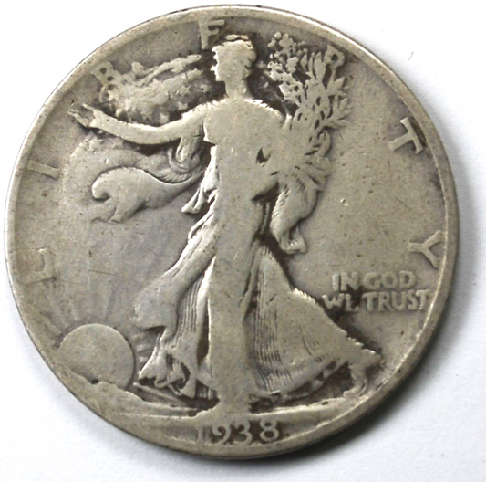 1938 D 50c Walking Liberty Silver Half Dollar Fifty Cents Denver Rare