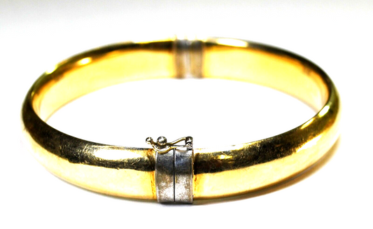 Sterling Silver JJT 14k Gold Filled Medium Oval Hinged Bangle Bracelet 11mm