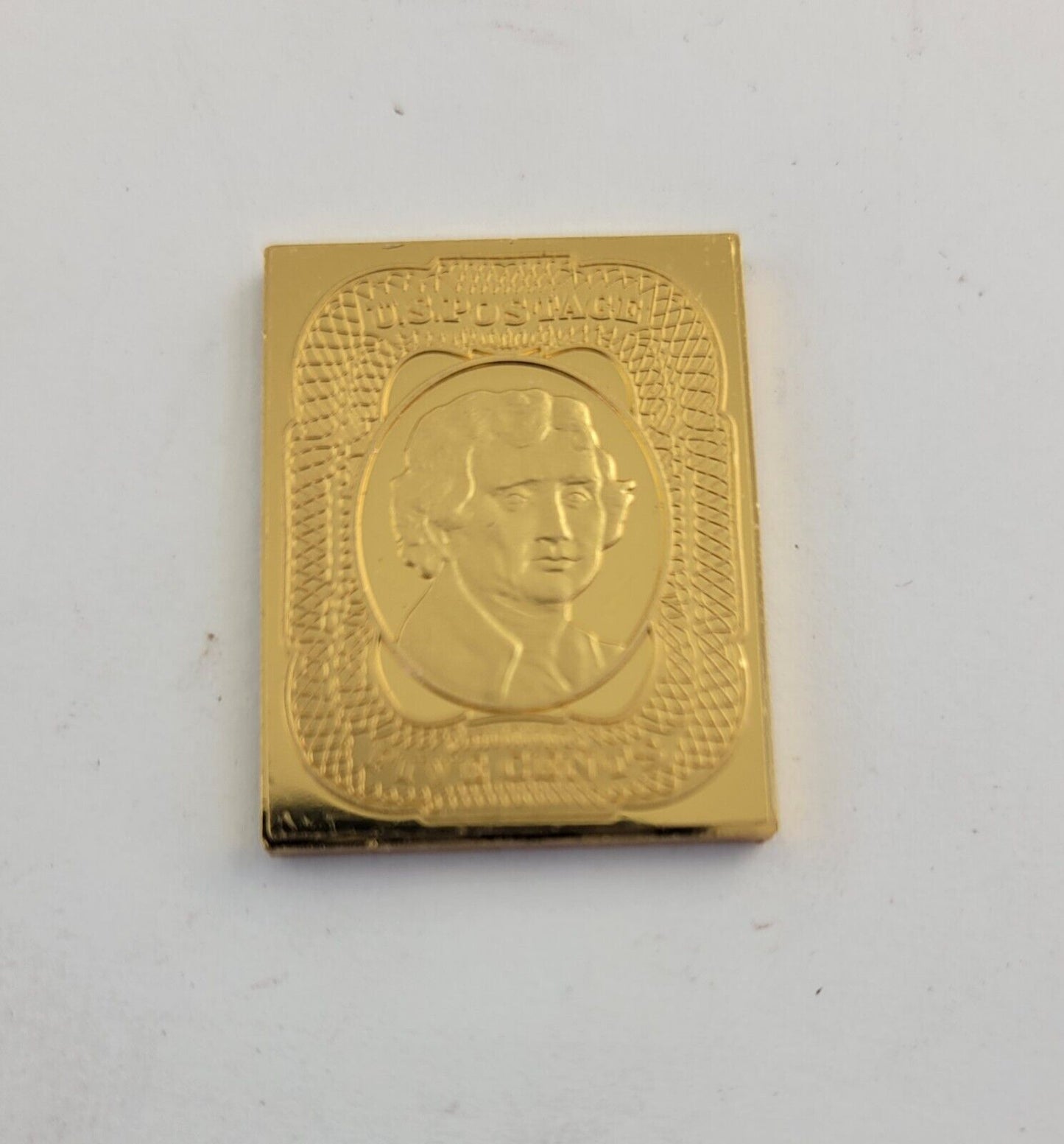 USPS United We Stand .999 Fine Silver Gold Plated Stamp Thomas Jefferson .41oz.