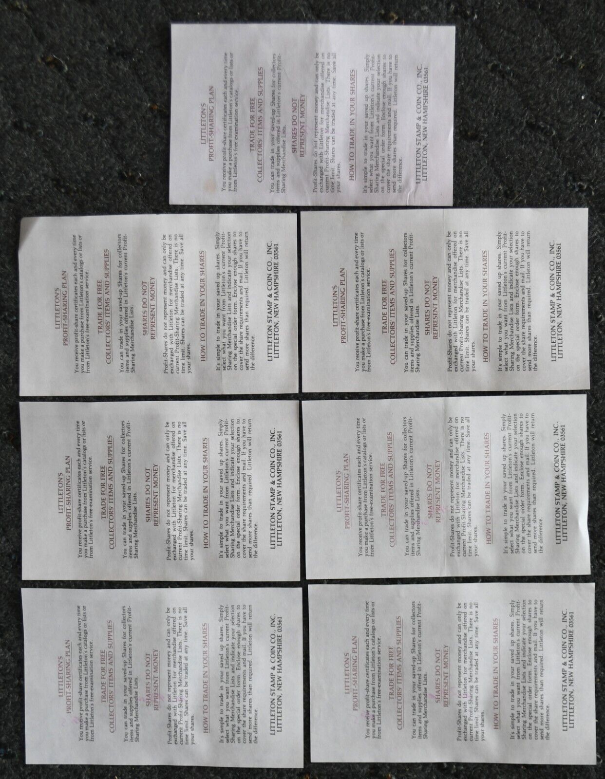 7 Littleton Coin Company Profit Share Certificates