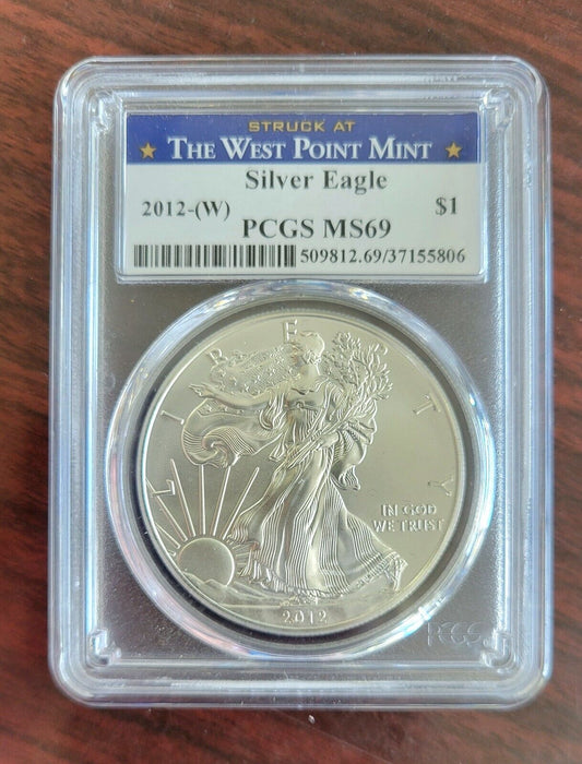 2012-(W) American Silver Eagle - PCGS MS69 Struck at West Point Blue Label