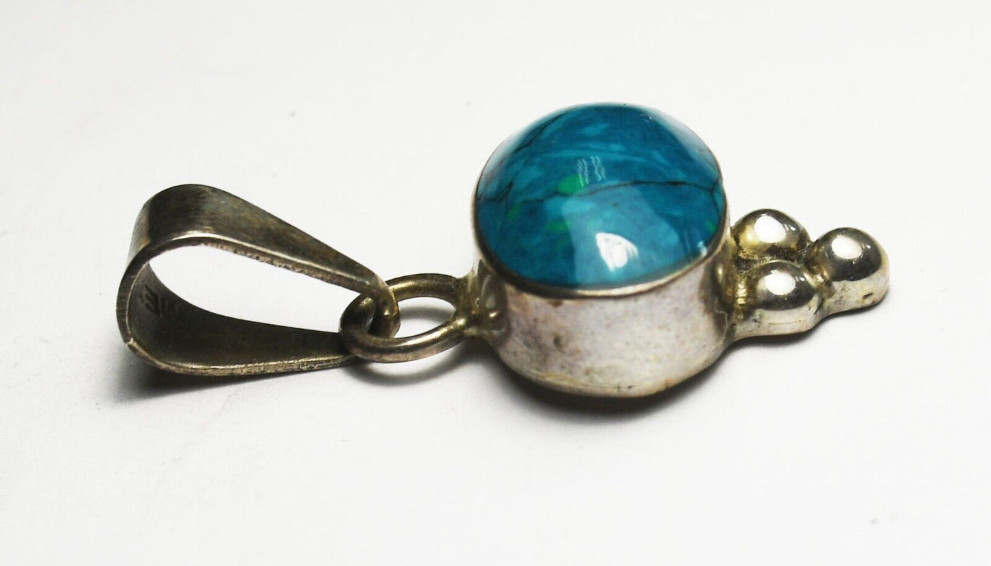 Sterling Silver Blue Green Chrysocolla Oval Pendant 17mm-38mm