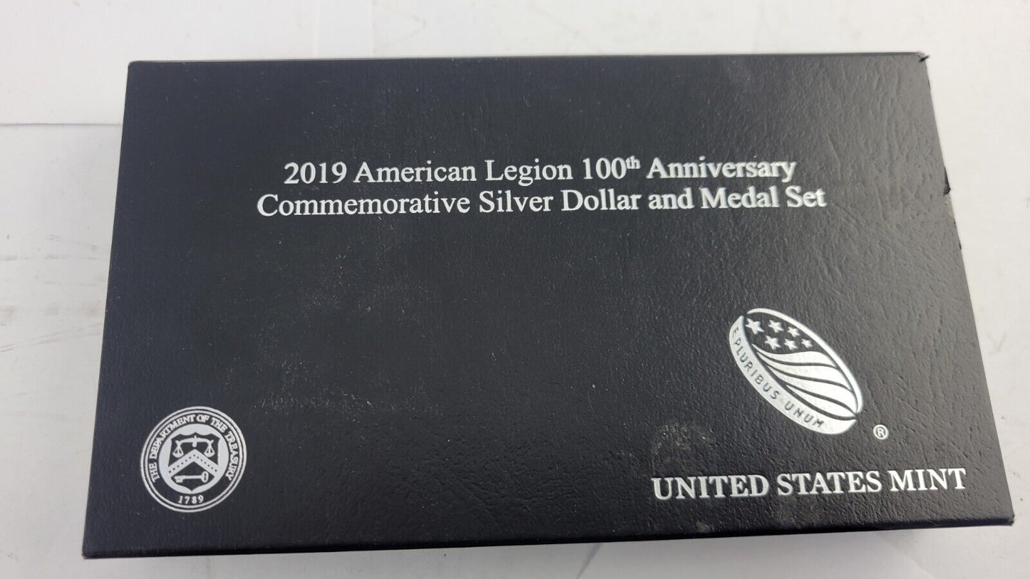 2019 American Legion 100th Anniversary Silver Proof Dollar Medal Set w/COA Boxed