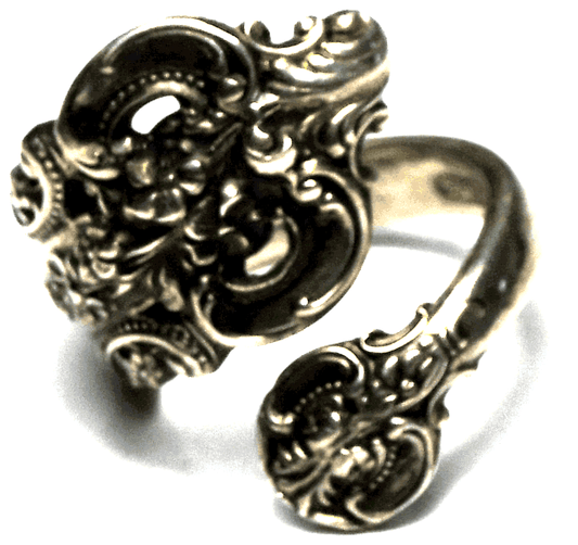 Antique Sterling Silver Grand Baroque Wallace Bypass Ring 24mm Size 6