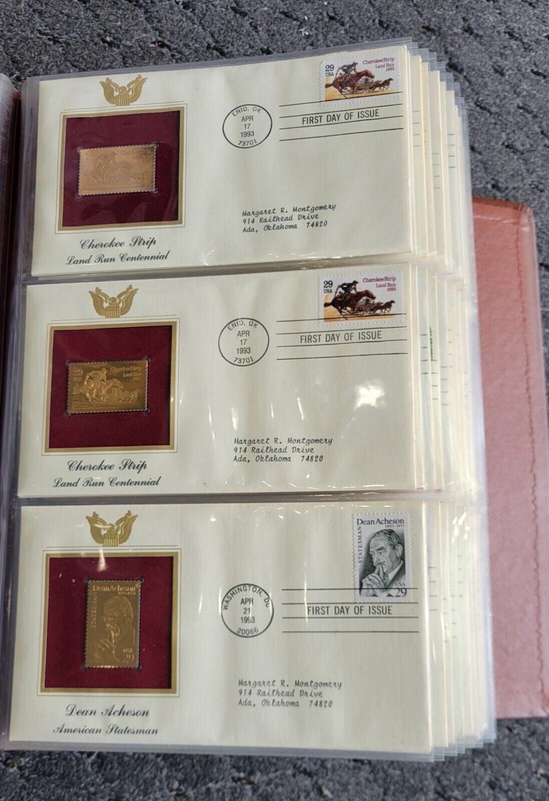 Golden Replicas of United States Stamps Album 22k Gold In Booklet 47pc.