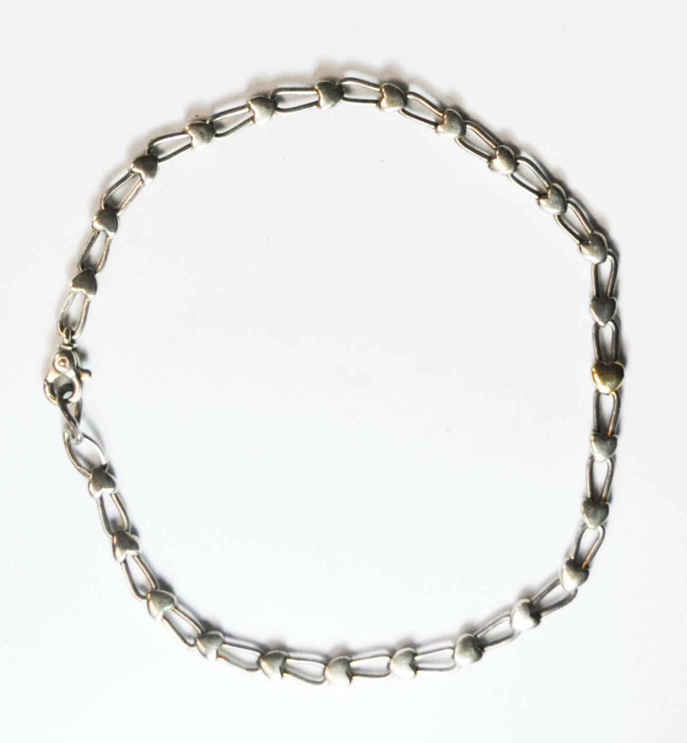 Sterling Silver & 18k Tiffany & Co Heart Padlock 8mm Link Necklace 17.5"