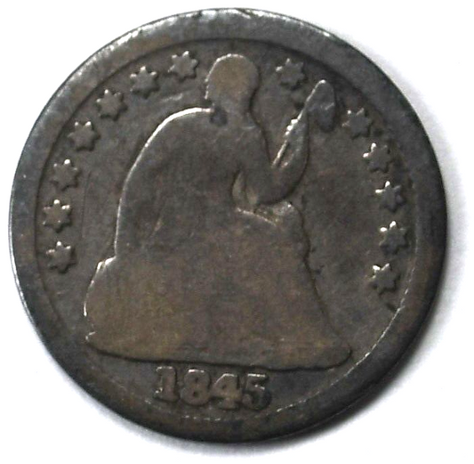 1845 H10c Seated Liberty Silver Half Dime Philadelphia Rare 5c