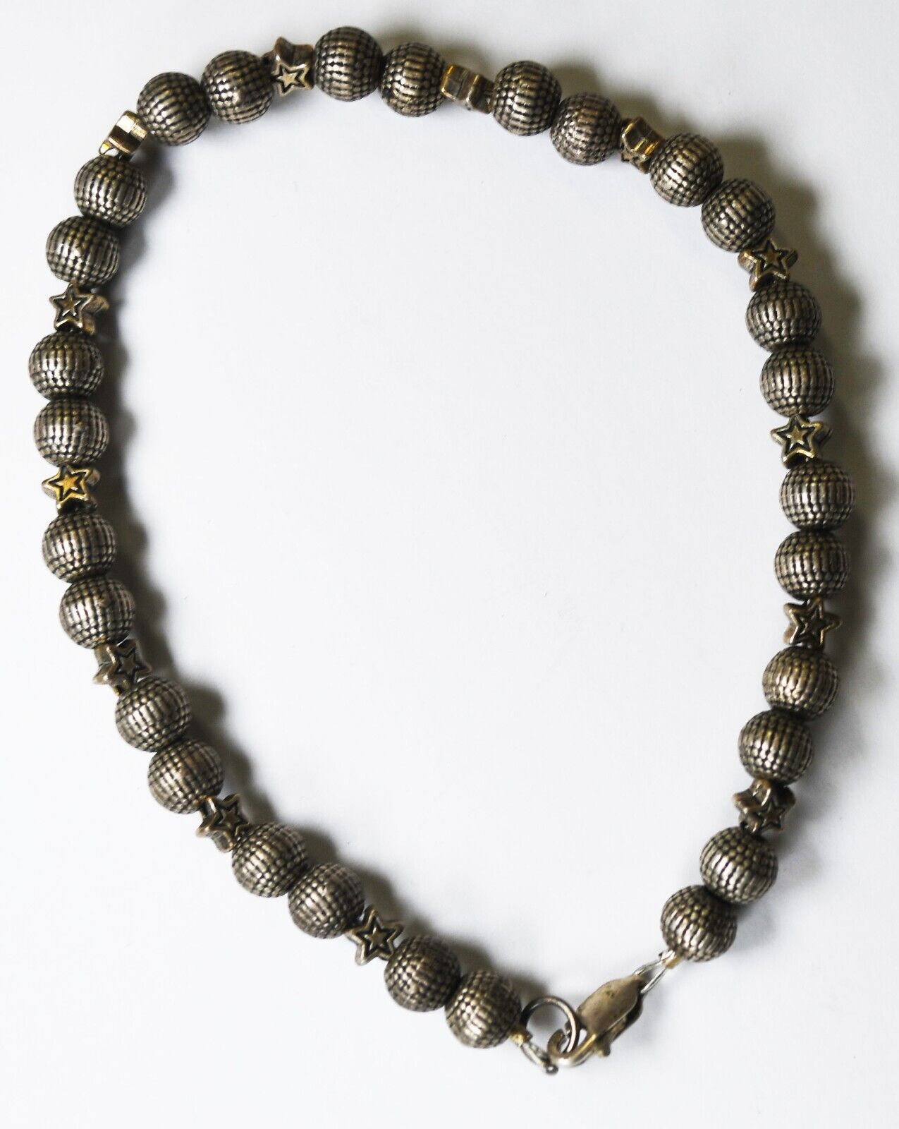 Sterling Silver Dot Sphere Star Beaded Bracelet 6mm 9"