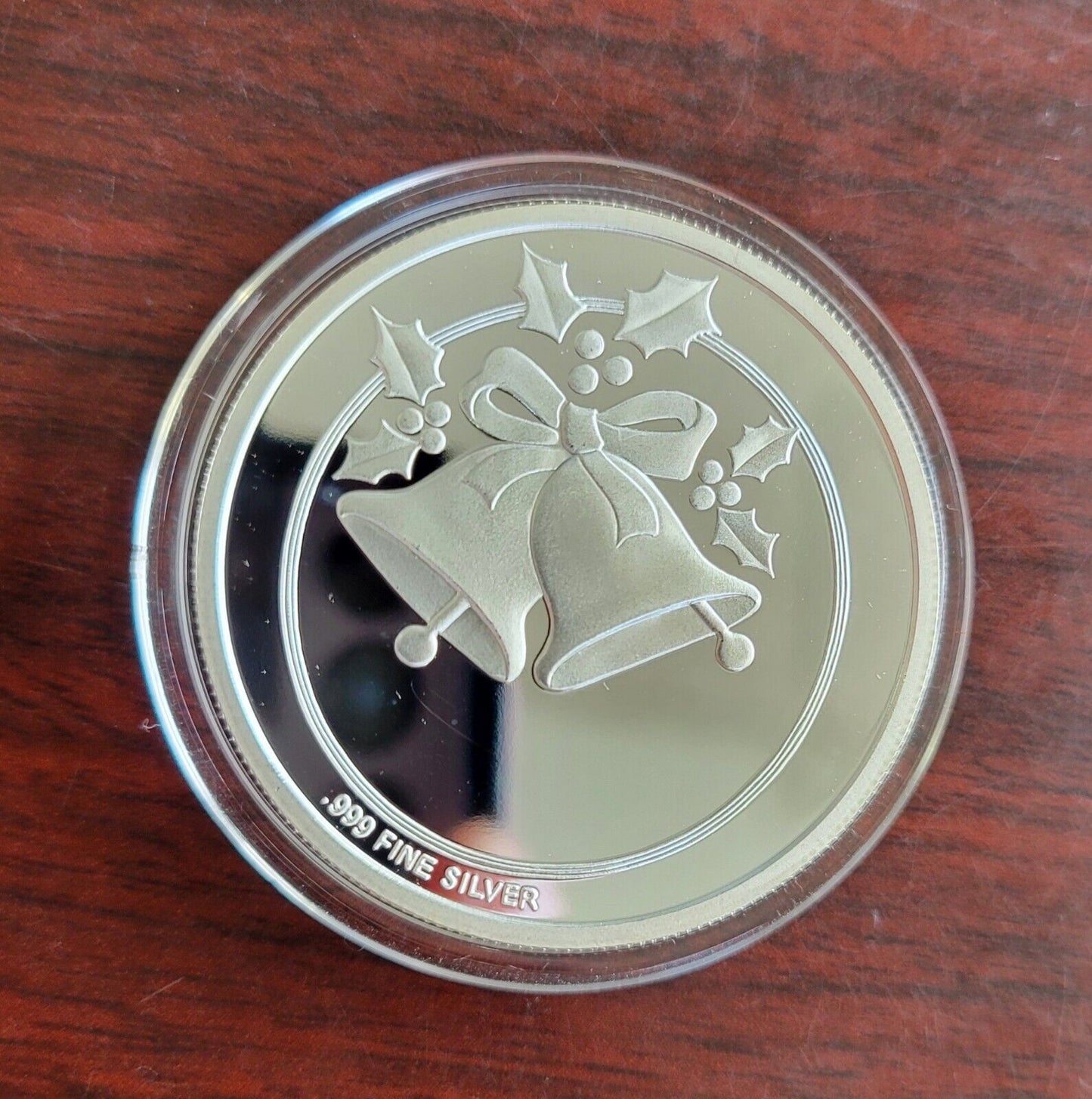 Season's Greetings 1oz Fine Silver Round Christmas Colored Enamel Santa Workshop