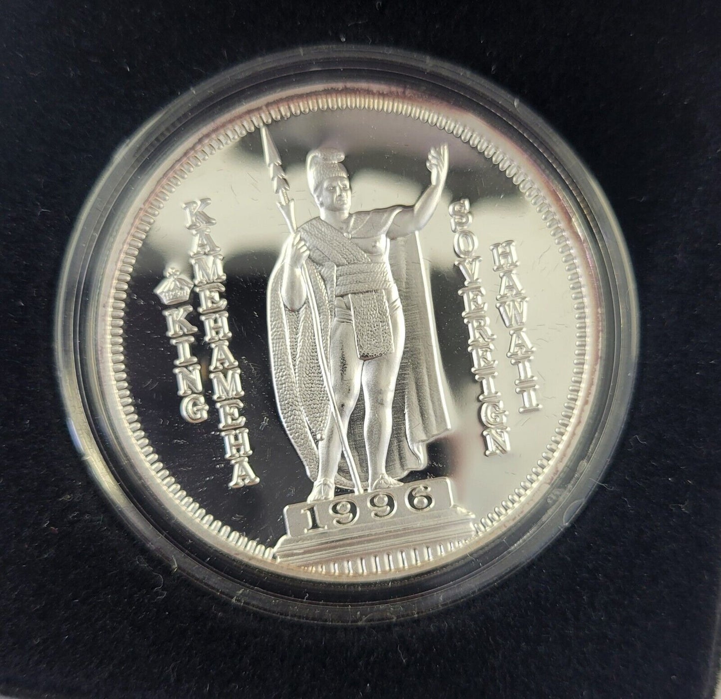 1996 Hawaii King Kamehamha 1 Ounce .999 Fine Silver RHM Dala w/Box & Paperwork