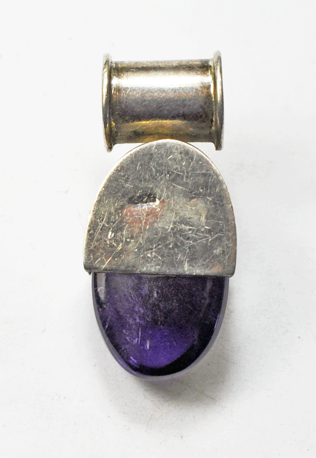 Antique Sterling Silver Purple Amethyst Ornate Slider Pendant 1-5/8" 20mm