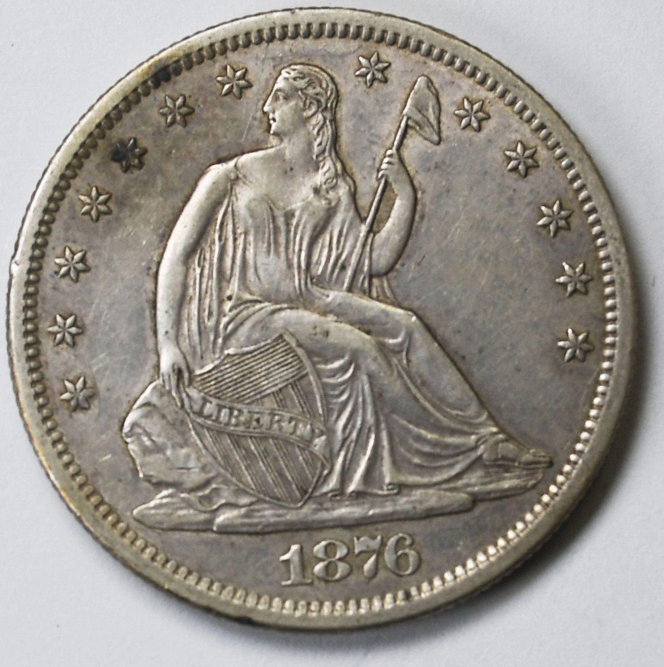 1876 S 50c Seated Liberty Silver Half Dollar Fifty Cents San Francisco AU