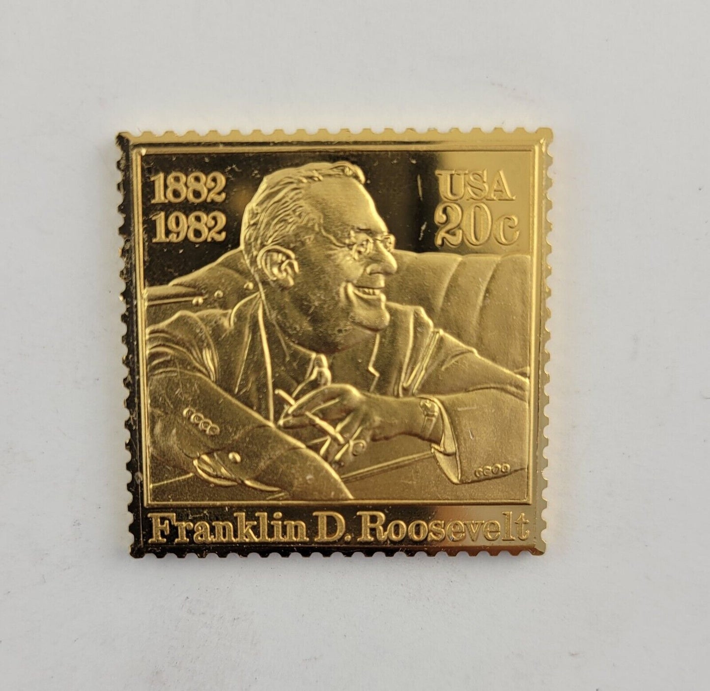 USPS United We Stand .999 Silver Gold Plated Stamp Franklin D Roosevelt .67oz
