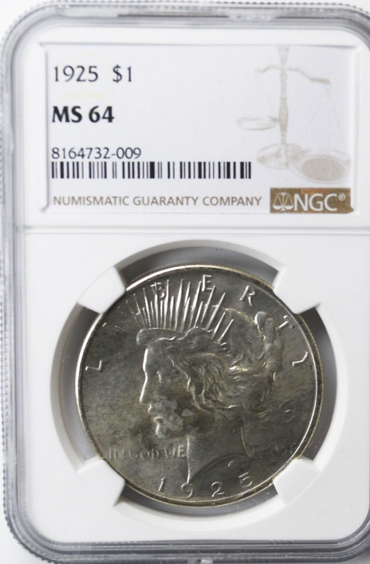 1925 $1 Peace Silver One Dollar US NGC MS64 Philadelphia