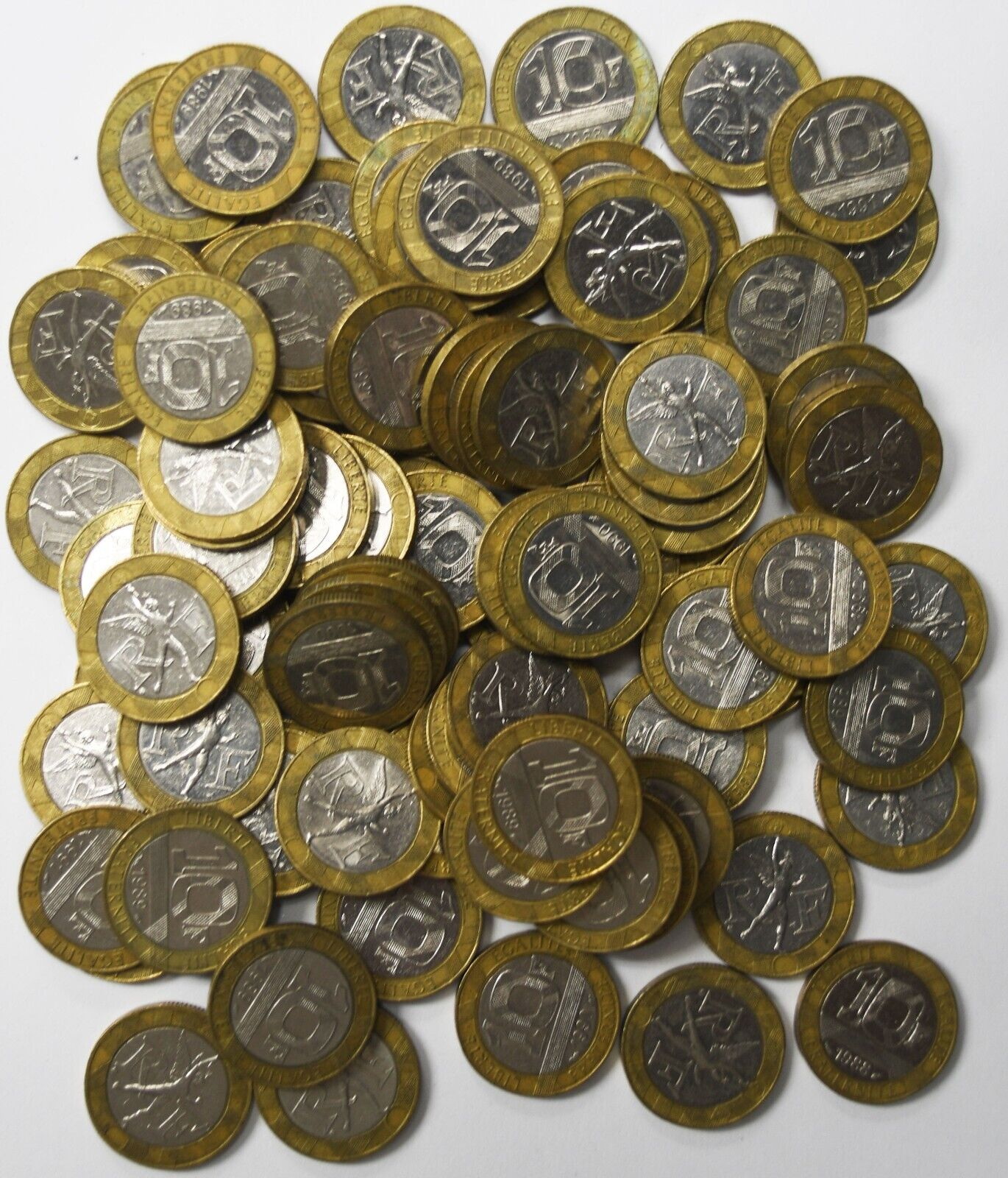 93pc France 10 Ten Francs 1988-1992 Bimetallic