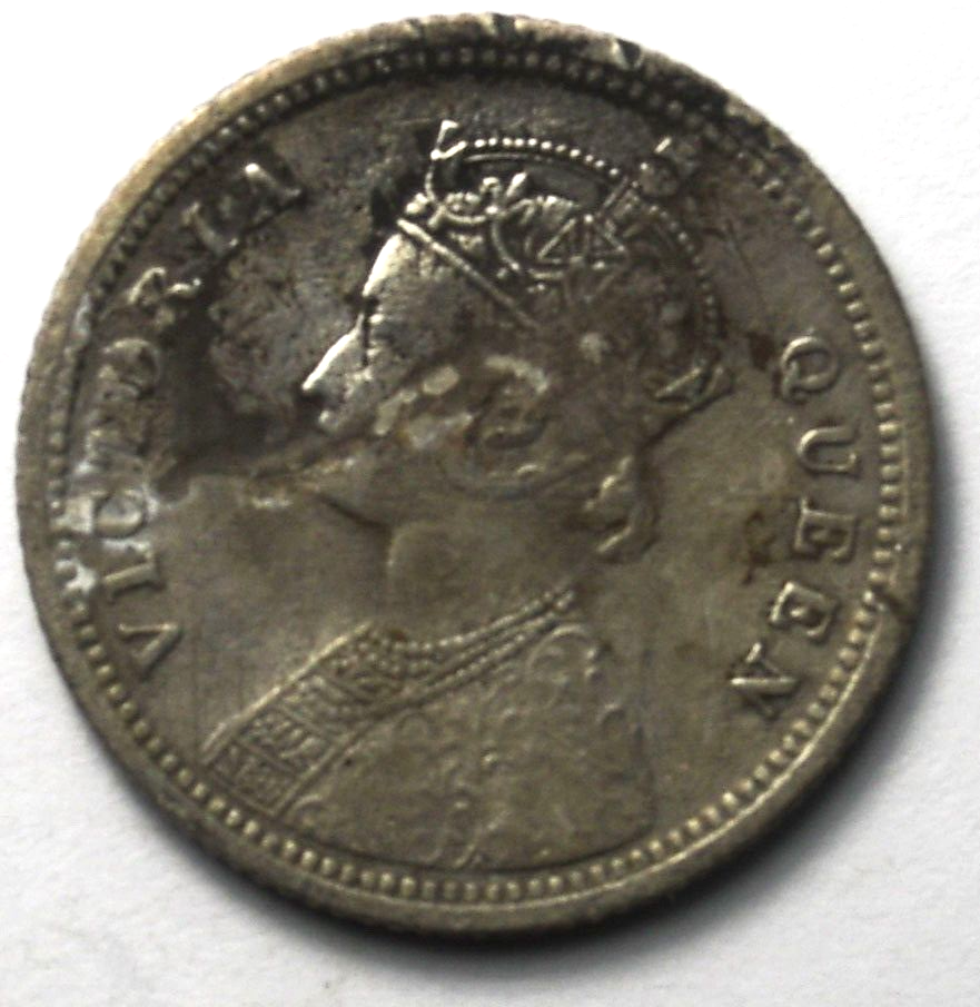 1862 (m) V1CTORIA India-British 1/4 Rupee KM# 470