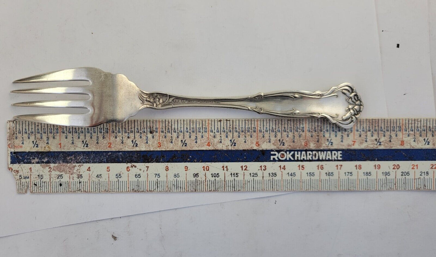 Carnation by Wallace Sterling Silver 7  1/4" Cold Meat Serving Fork 1.3oz.