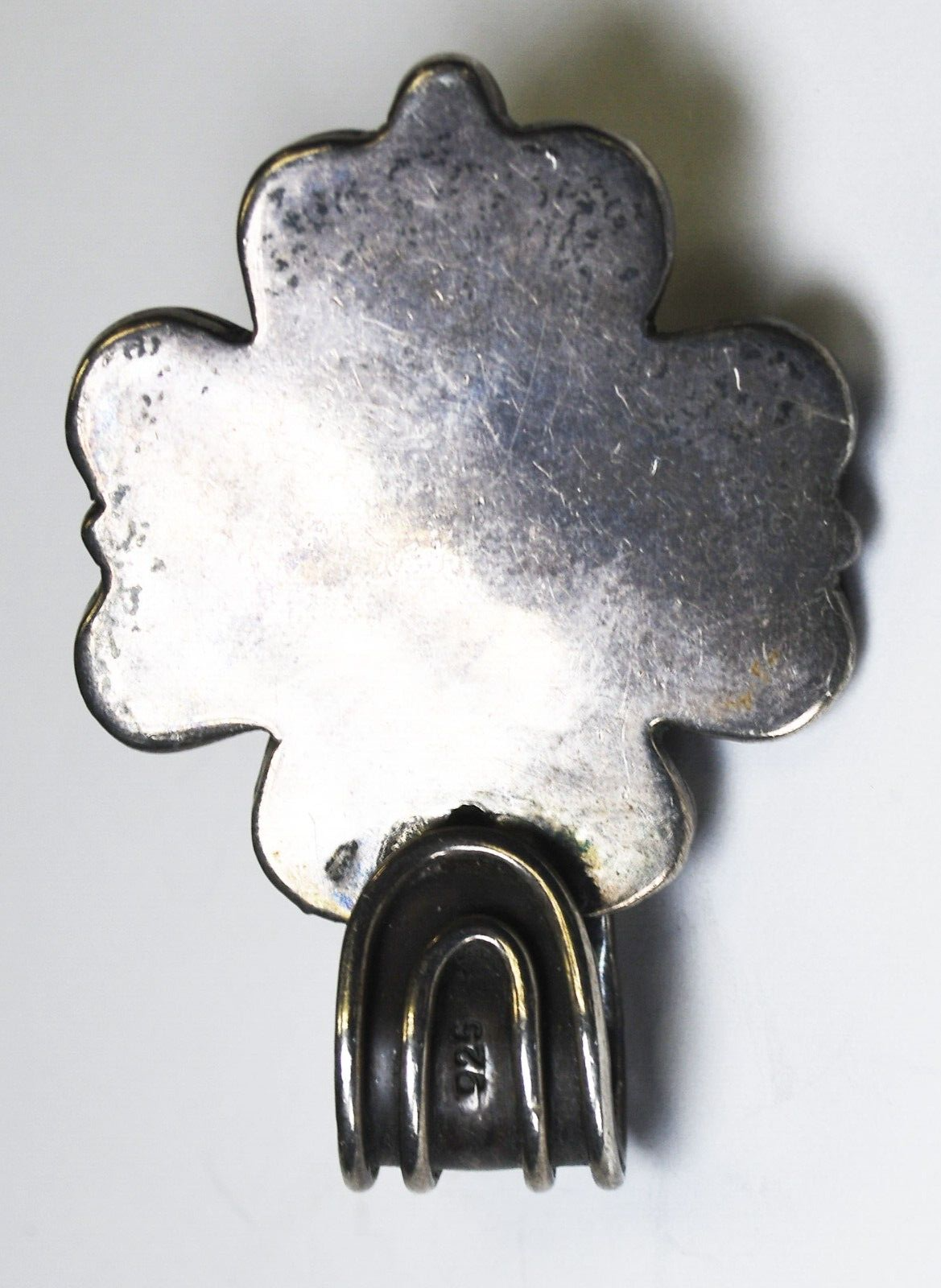 Sterling Silver Flower Large Bale Heavy Pendant 51mm x 36mm