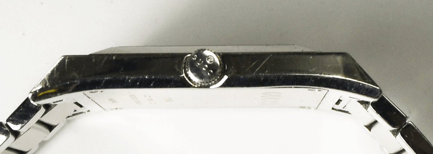 Men's Gucci 111m Silver Sunburst Dial Date 30mm Stainless 7" Wrist Rectangle