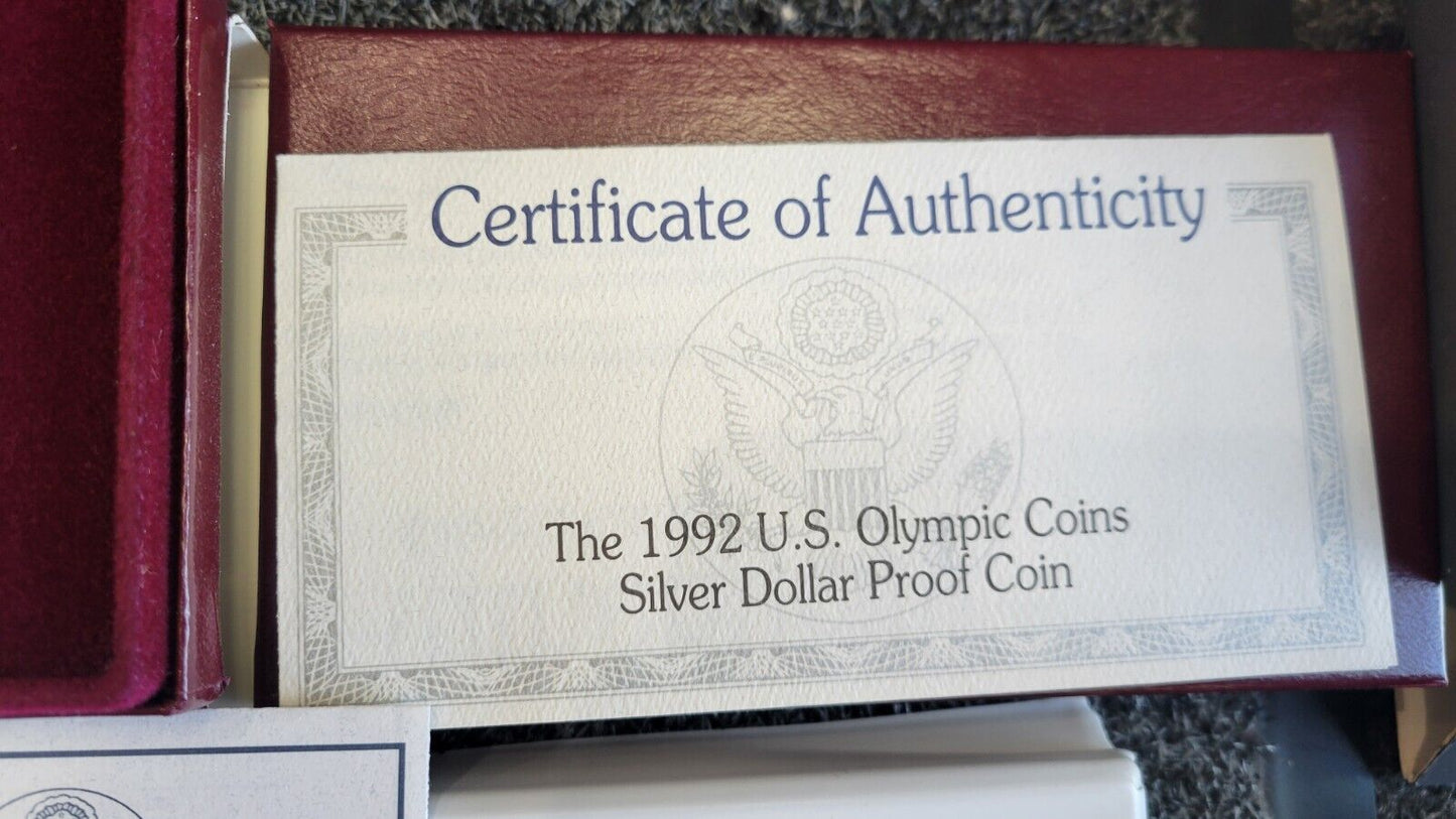 6 Commemorative US MINT Boxed Leif, Ellis, Capitol, Olympic, WWII 50TH, Rushmore