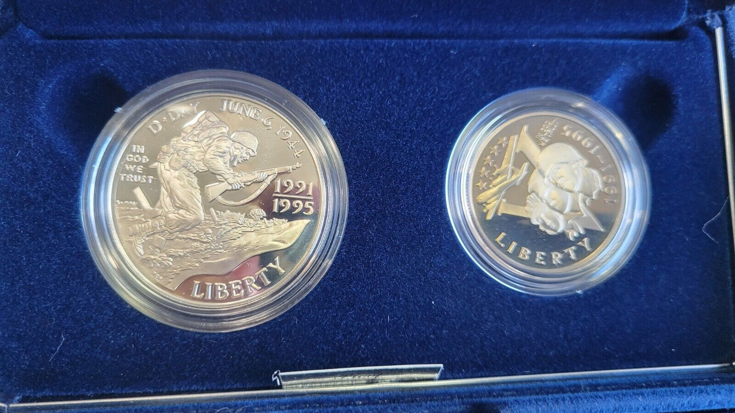 6 Commemorative US MINT Boxed Leif, Ellis, Capitol, Olympic, WWII 50TH, Rushmore