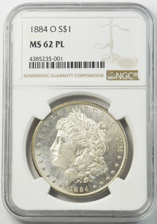 1884 O $1 Morgan Silver Dollar NGC MS62 PL Rare VAM 4A