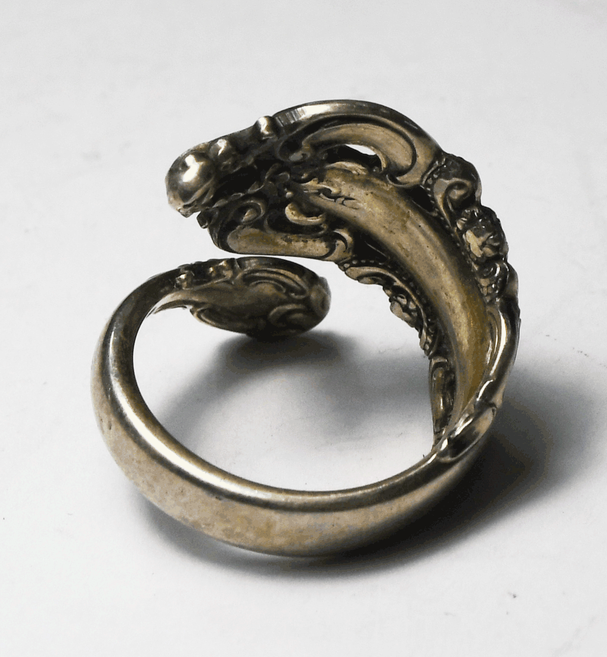 Antique Sterling Silver Grand Baroque Wallace Bypass Ring 24mm Size 6