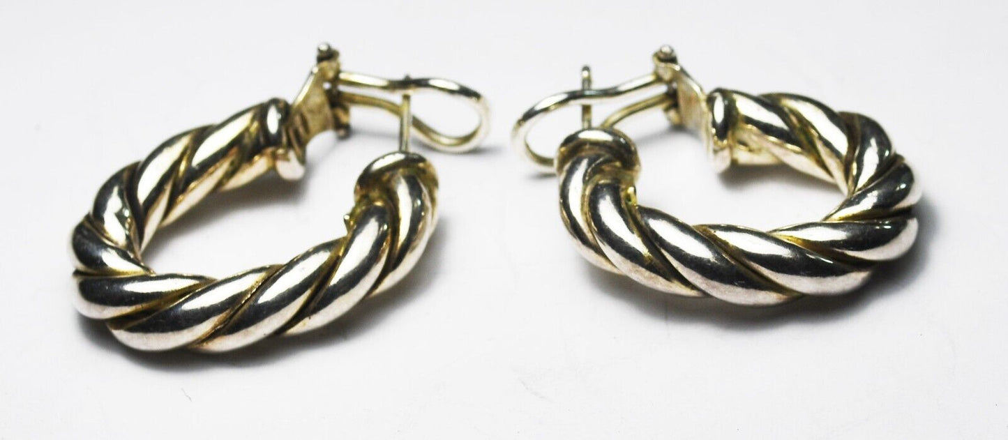 Sterling Silver Vior Italy Twist Cable Hoop Earrings 31mm x 6mm