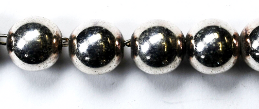 Sterling Silver Round Beaded 10mm Necklace 18"