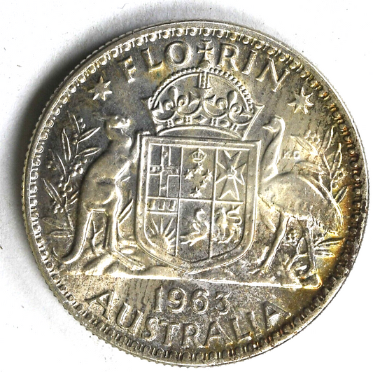 1963 Australia Florin Silver Coin KM# 60