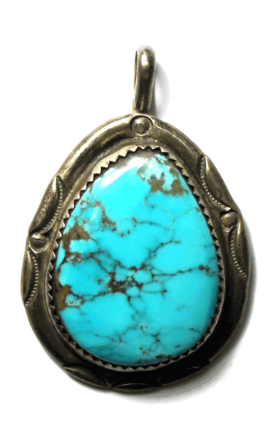 Sterling Silver Tom Taylor Teardrop Turquoise Pendant 39mm x 27mm