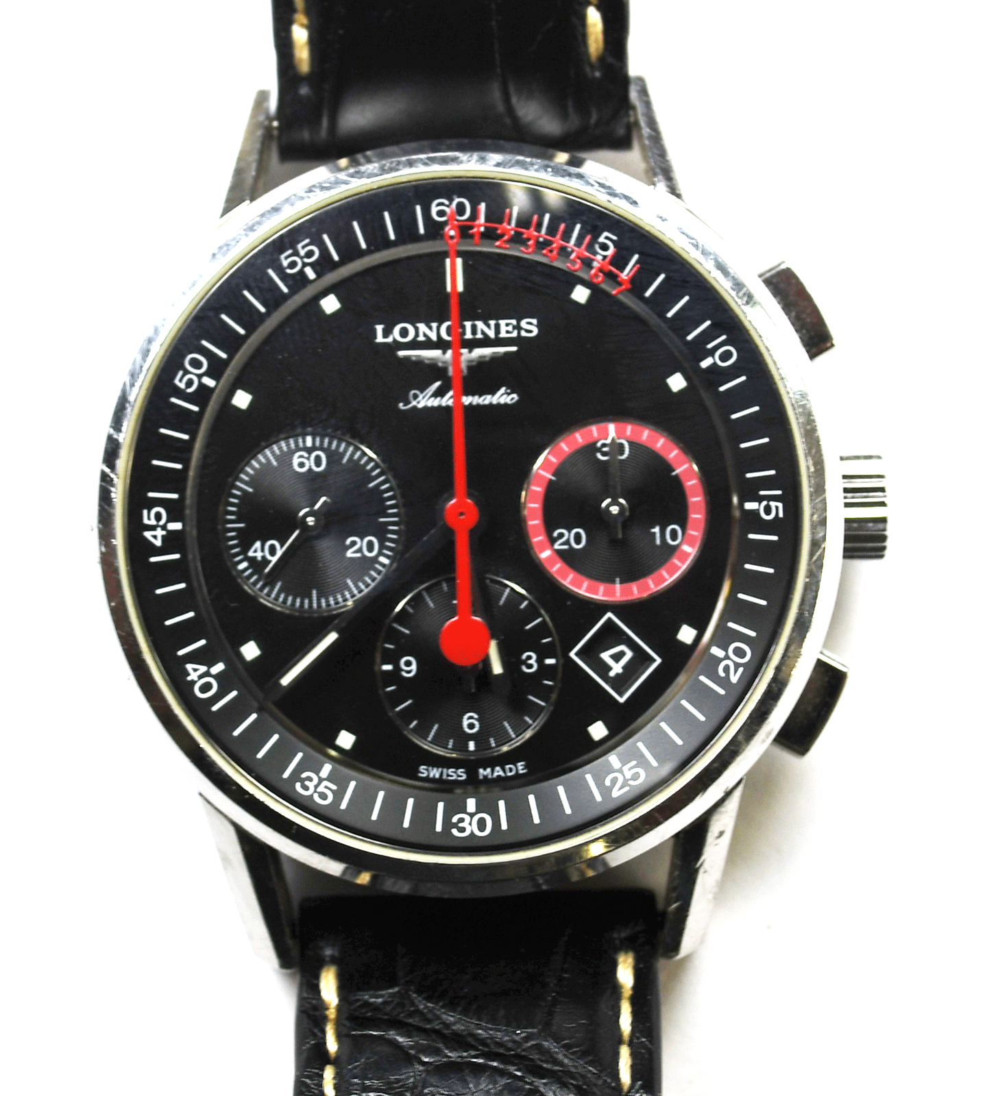 Longines Column Wheel Black Dial Chronograph Record 41mm Automatic L4.754.4