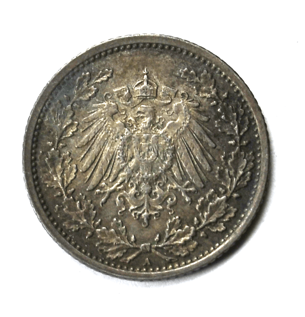 1918 A Germany Empire Silver 1/2 Mark KM# 17