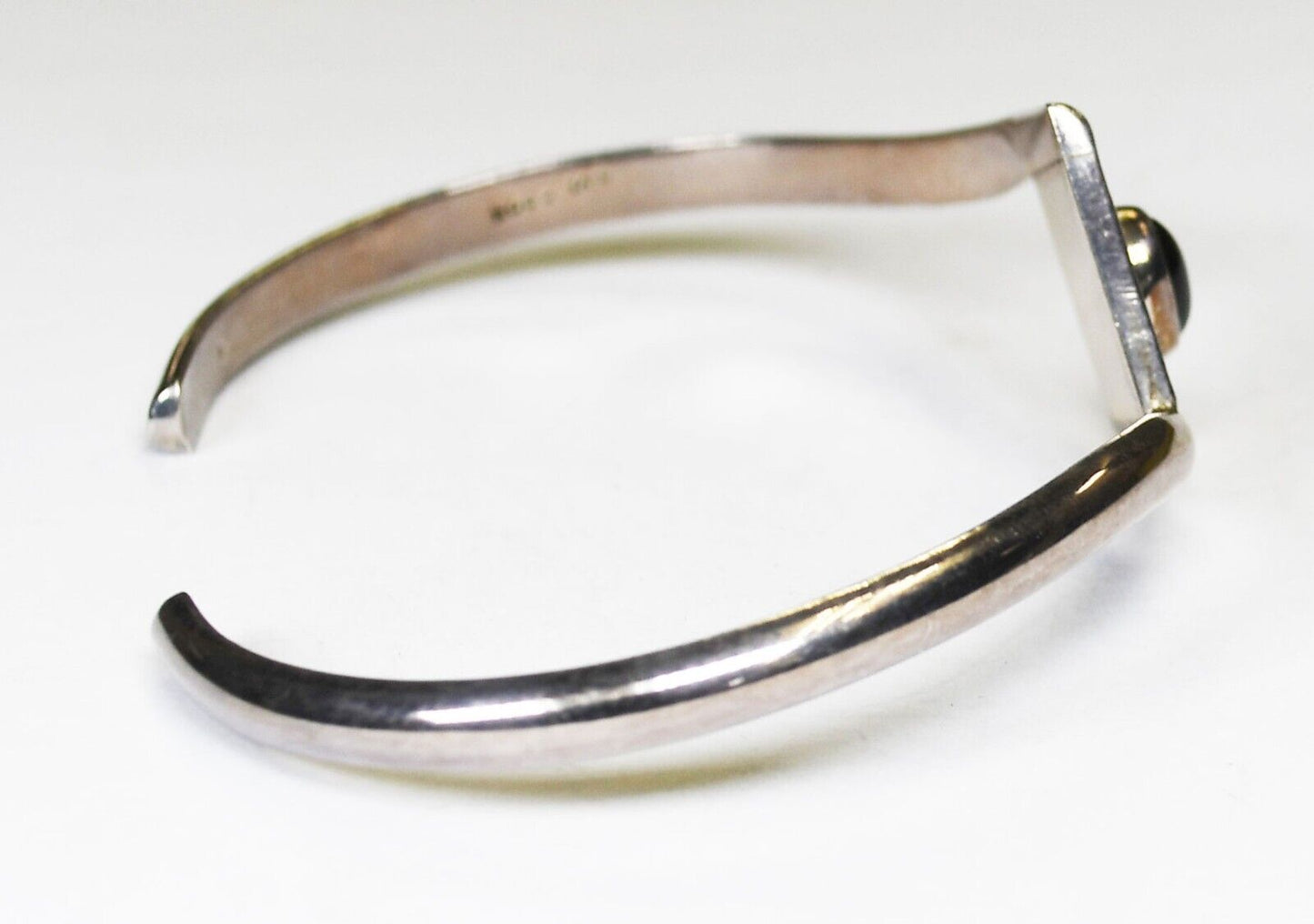 Sterling Silver Oval Black Onyx Bracelet 23mm 7-1/4" Wrist