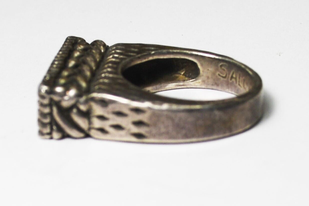 Sterling Sally Davison Strawberry Twist Scroll Ring 7mm Size 7