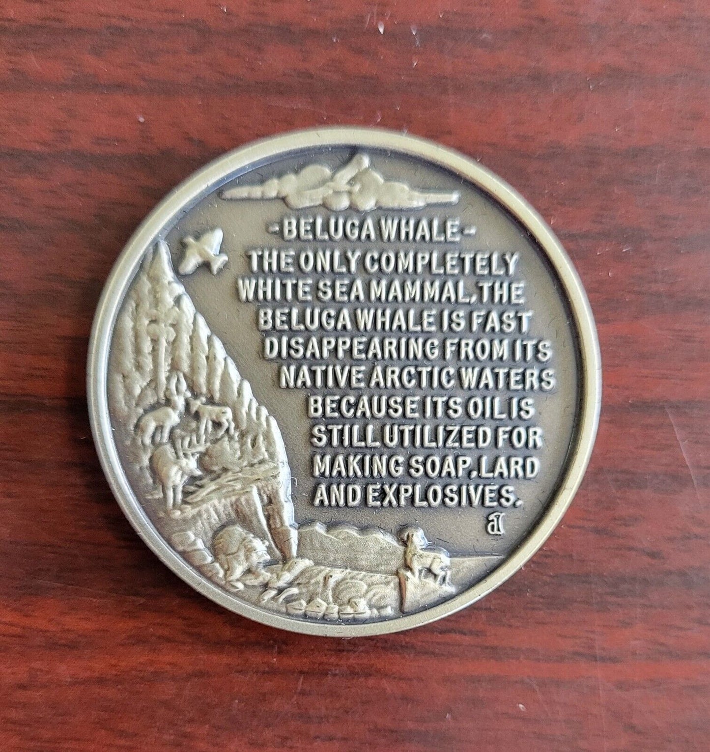 Longines Symphonette Sterling Beluga Whale Wildlife Series Medal 1.1oz Coin