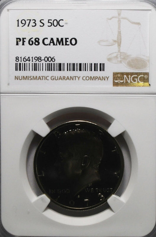 1973 S 50c Kennedy Half Dollar NGC PF68 Cameo Proof San Francisco