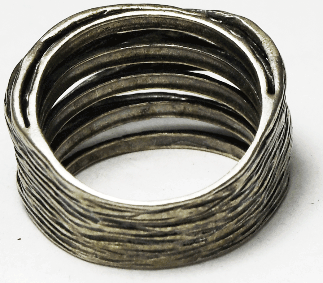 Or Paz Sterling Silver 9 Band Intersecting Bark Vine Ring 15mm Size 7