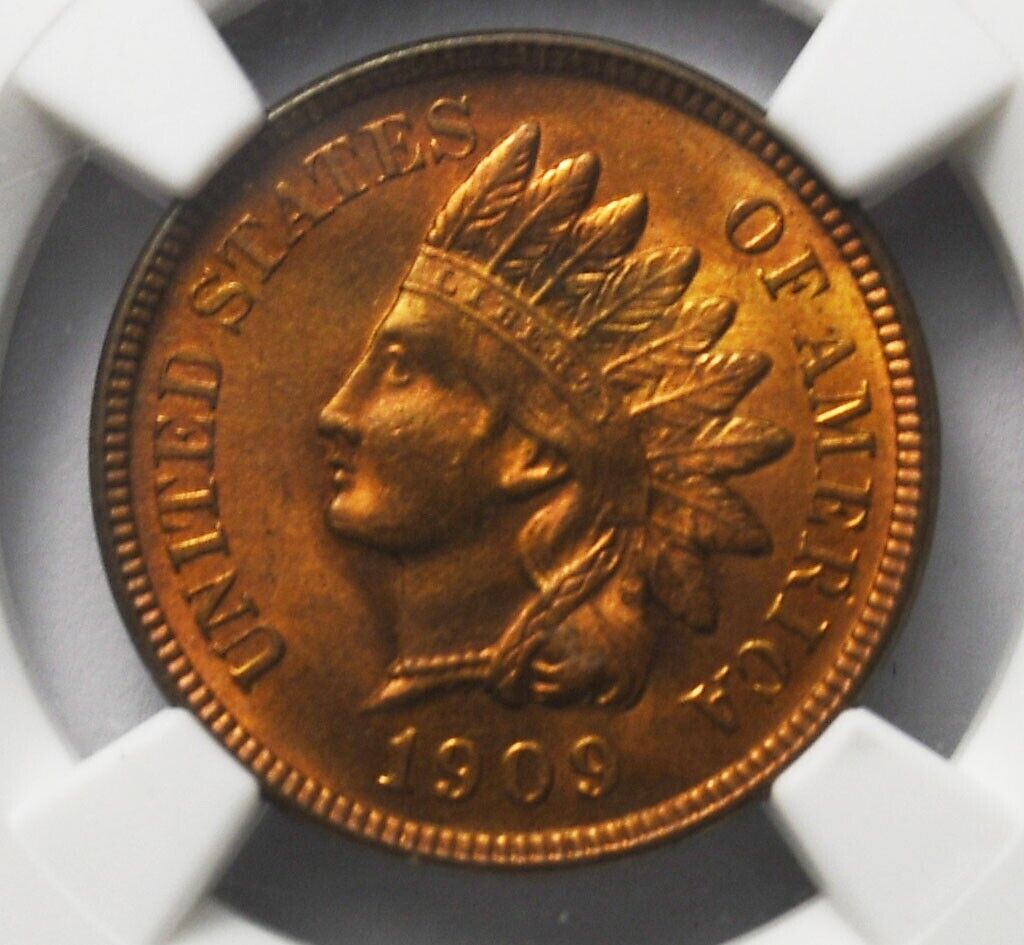 1909 1c Indian Head Penny One Cent Rare Philadelphia NGC MS64 RB