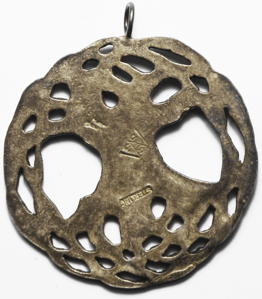 Sterling Silver WS Tree of Life Filigree Round Disc Pendant 37mm