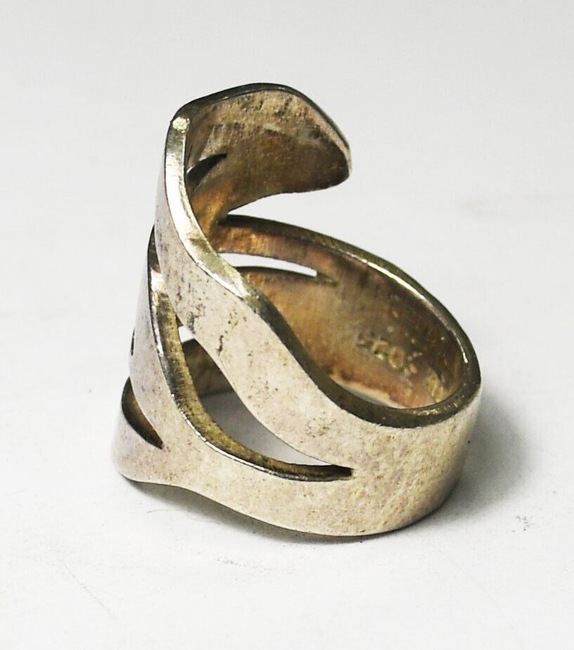 Sterling Silver Filigree Tiger Stripe Band Ring 21mm Size 6