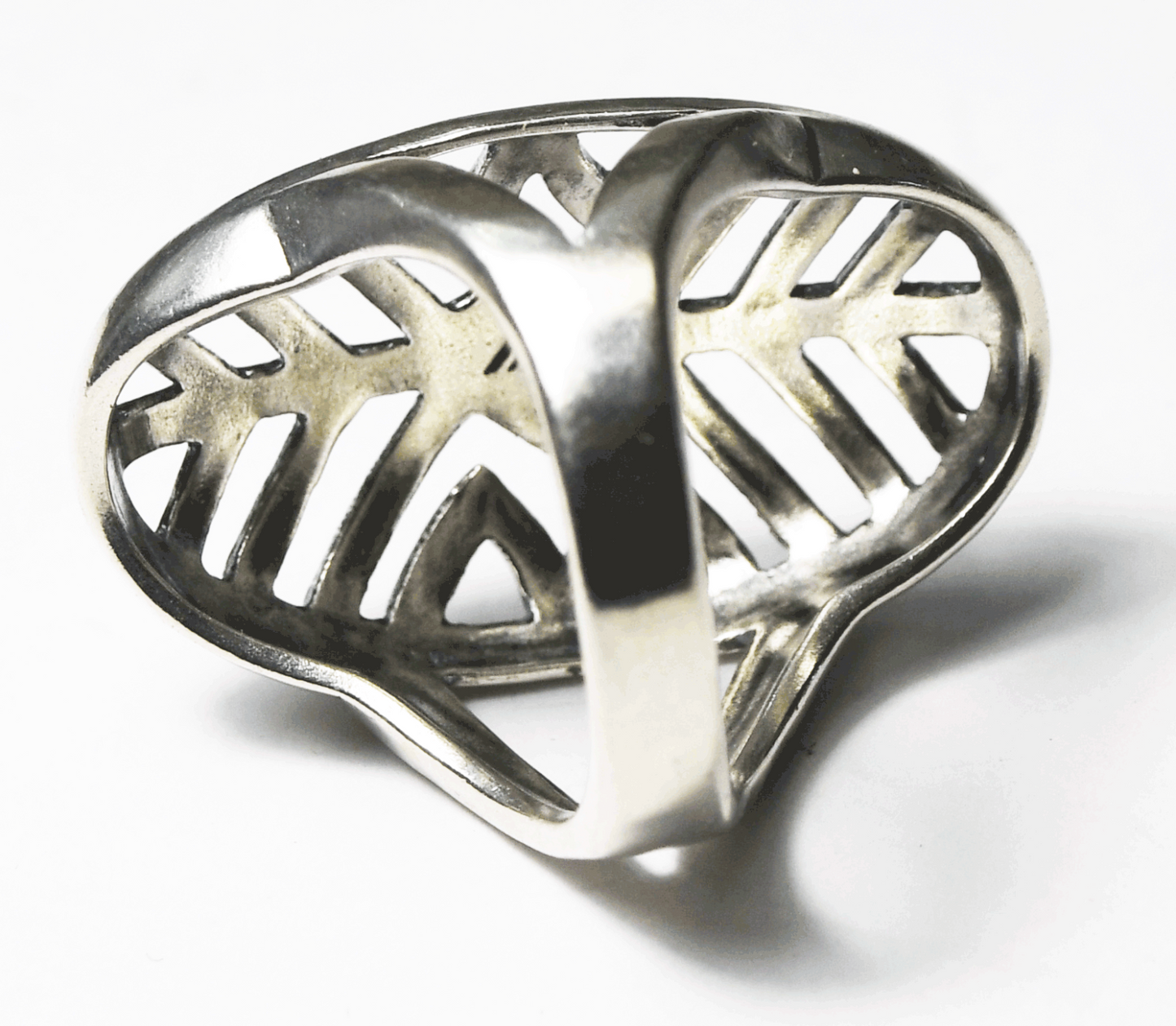 Sterling Silpada Cutout Flower Stripe Filigree Domed Ring R3548 31mm Size 7-1/4