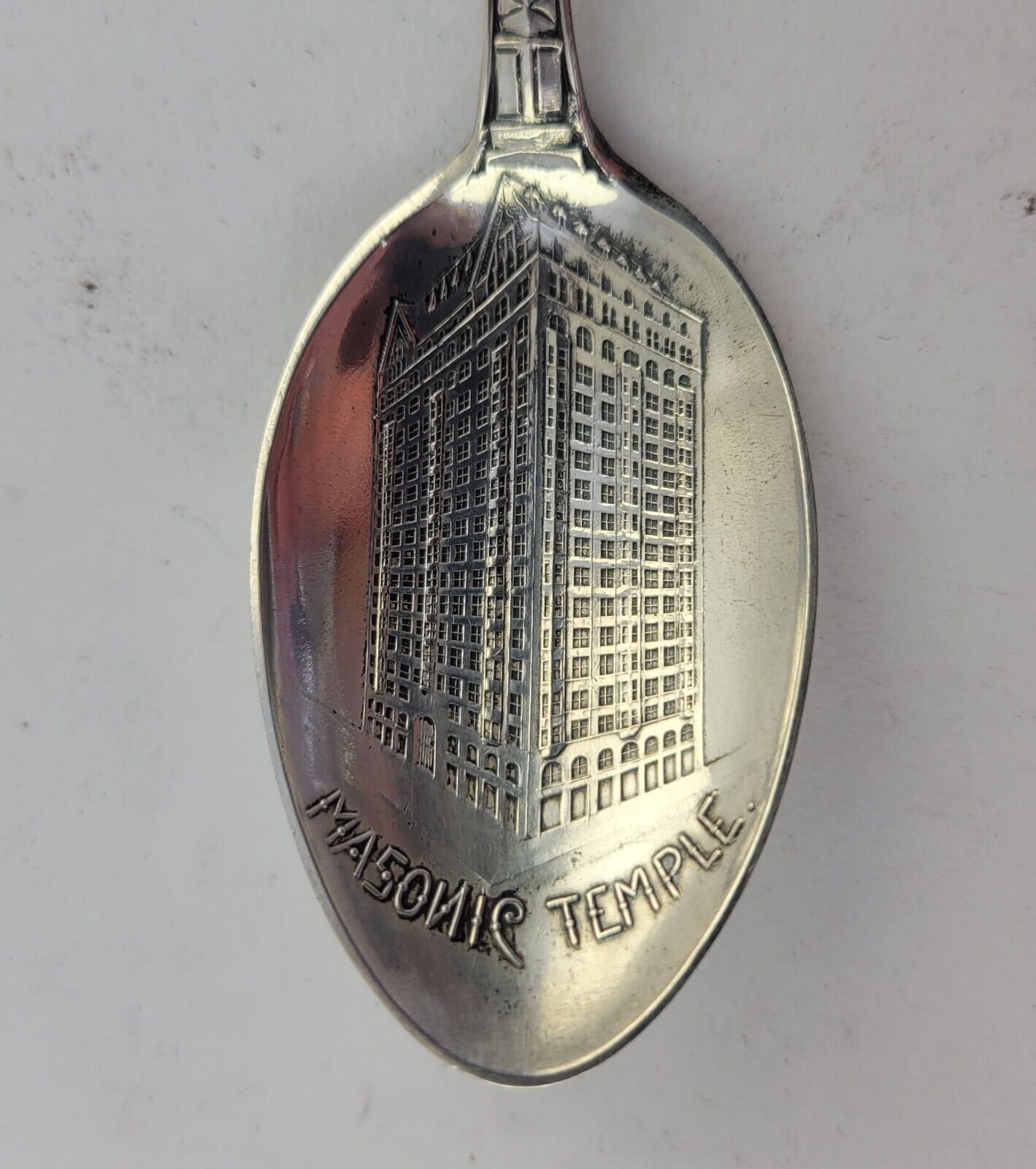 Masonic Temple Fort Dearborn 5 1/2" Sterling Souvenir Spoon .67oz Chicago
