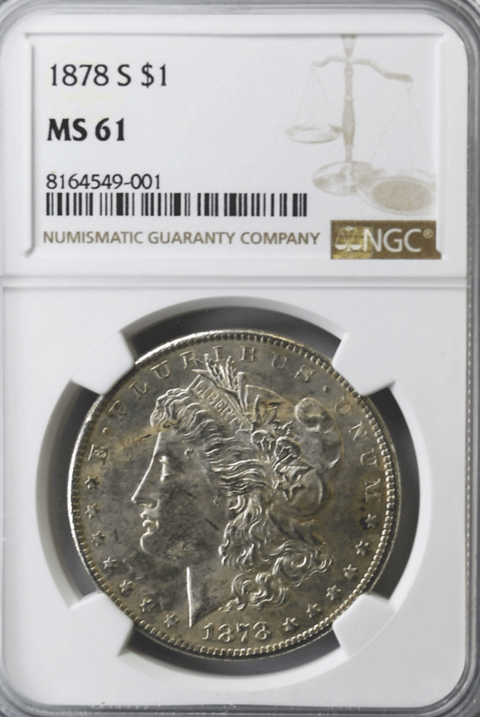 1878 S $1 Morgan Silver Dollar MS61 NGC Uncirculated Philadelphia