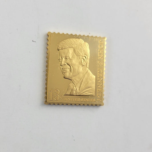 USPS United We Stand .999 Fine Silver Gold Plated Stamp John F. Kennedy .35oz.