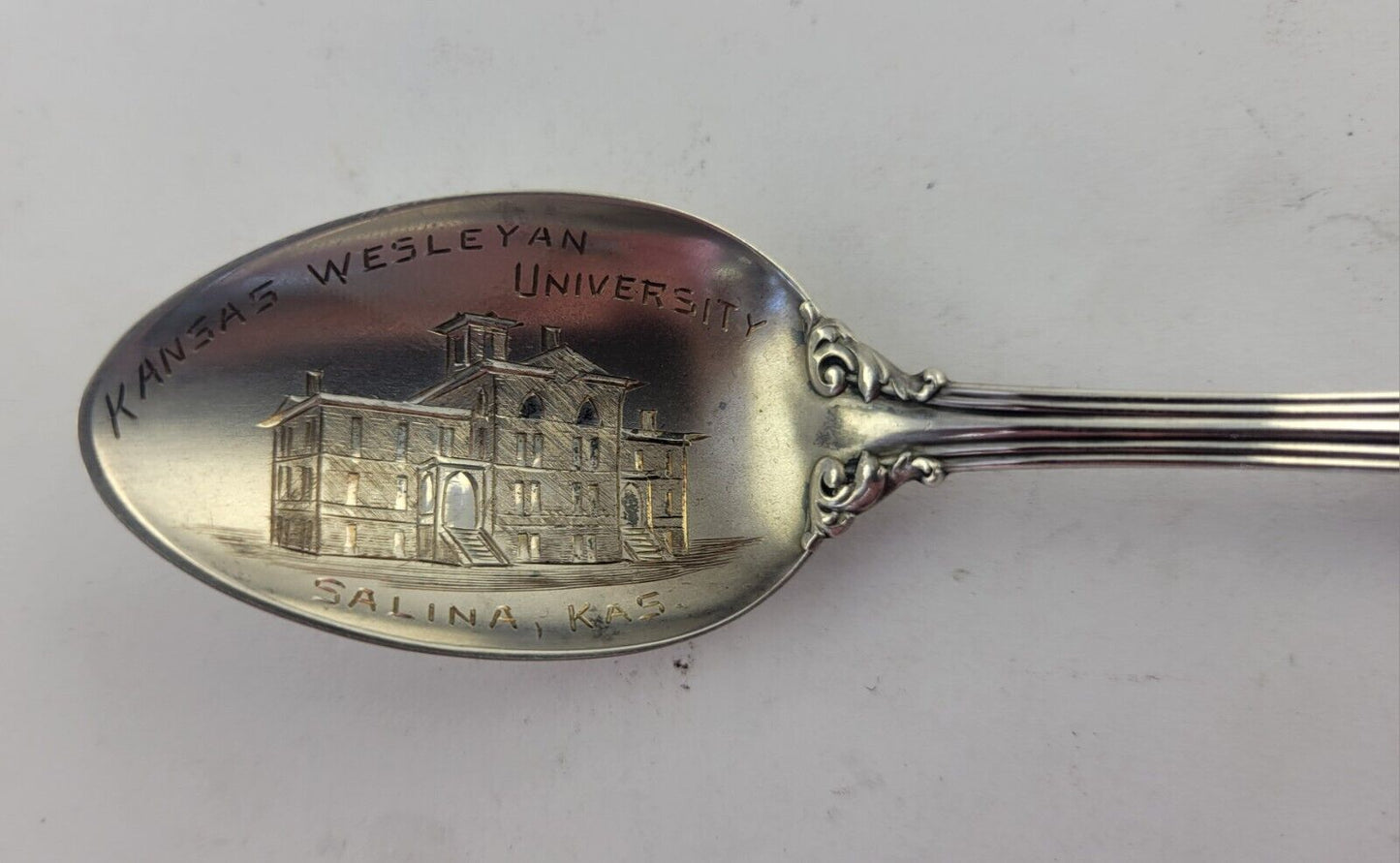 Wesleyan University Salina Kansas Sterling 5 1/4" Souvenir Spoon .60oz.